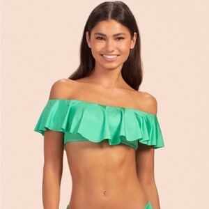 NWT Trina Turk Ruffle Off The Shoulder Bandeau Top swimsuit, swimwear Sz 6